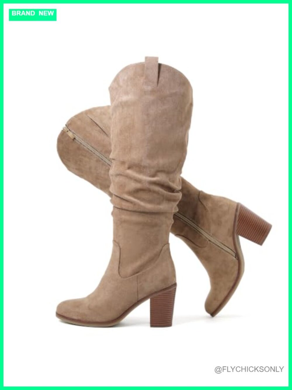Extra Wide Calf Cowboy Knee High Boots Memory Foam Block Heel Side Zip